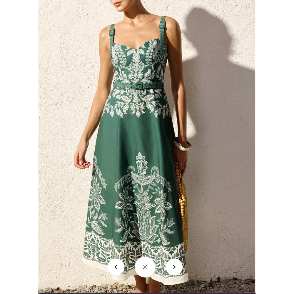 NWT Commense Baroque Floral Print Belted Cami Maxi Dress Sz L - Picture 3 of 7
